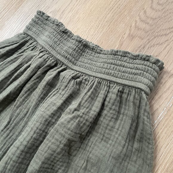 Marine Layer Corinne Wide leg Pant XS olive green gauze crop elastic waist - Picture 4 of 9